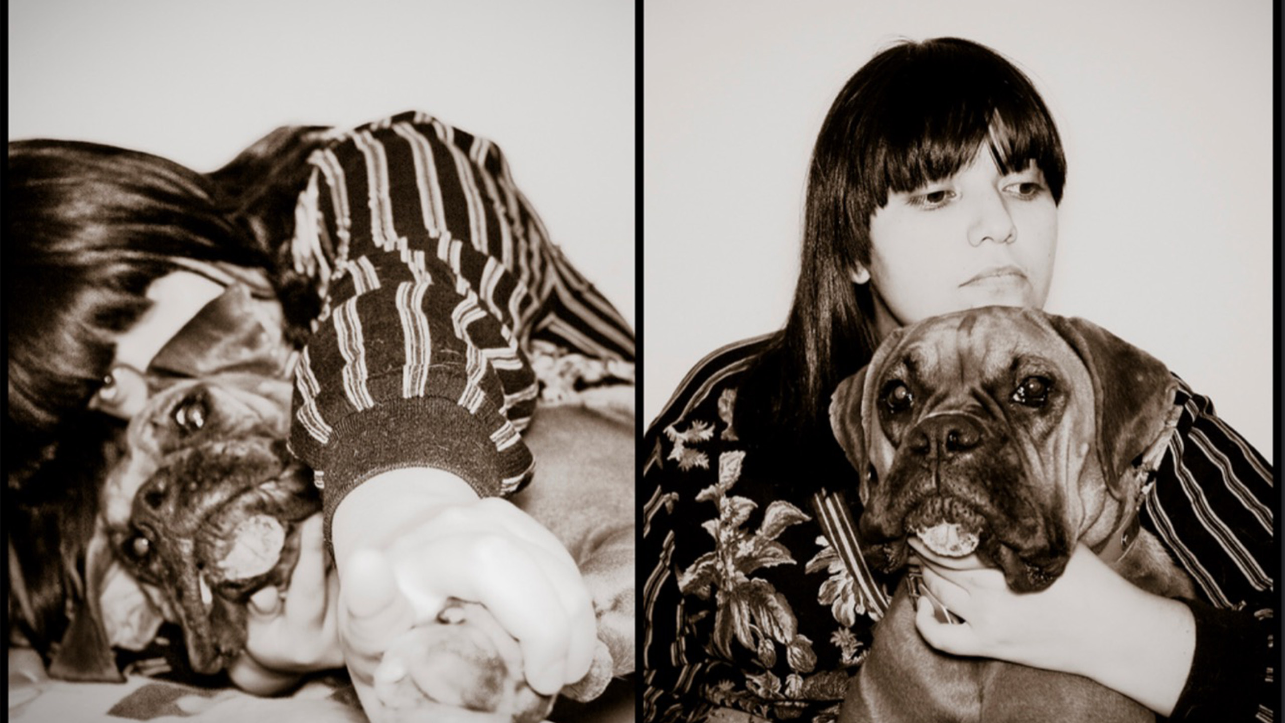 Díptico en sepia: retratos íntimos con bóxer